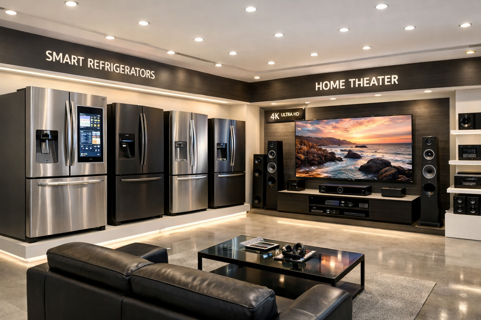 Home electronics products on display