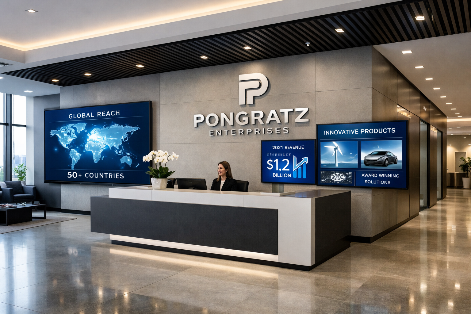 Modern office lobby area